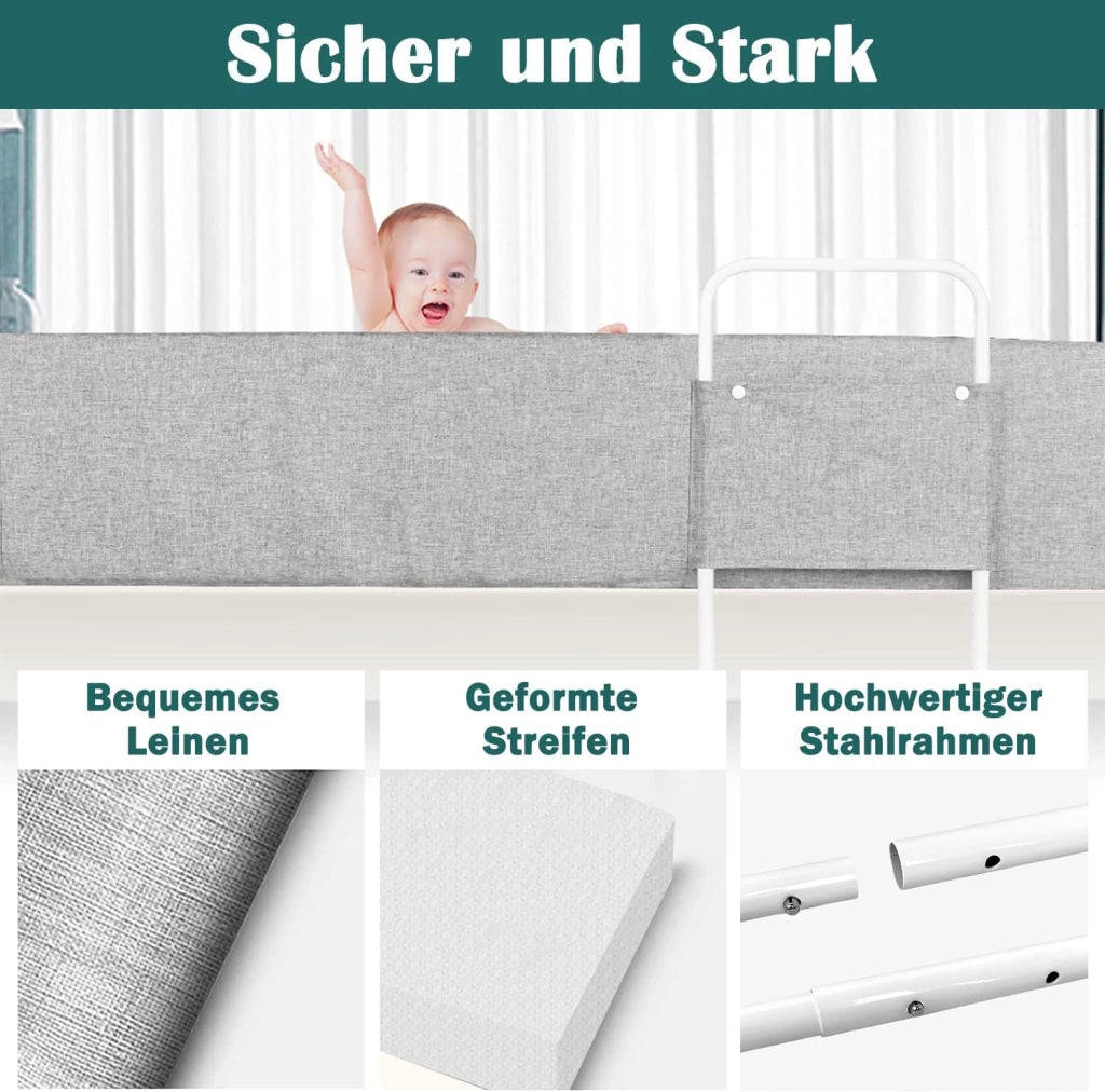 Griglia di protezione per letto, 180 cm, 40 – 60 cm, 5 fori regolabili in altezza, paracolpi flessibile