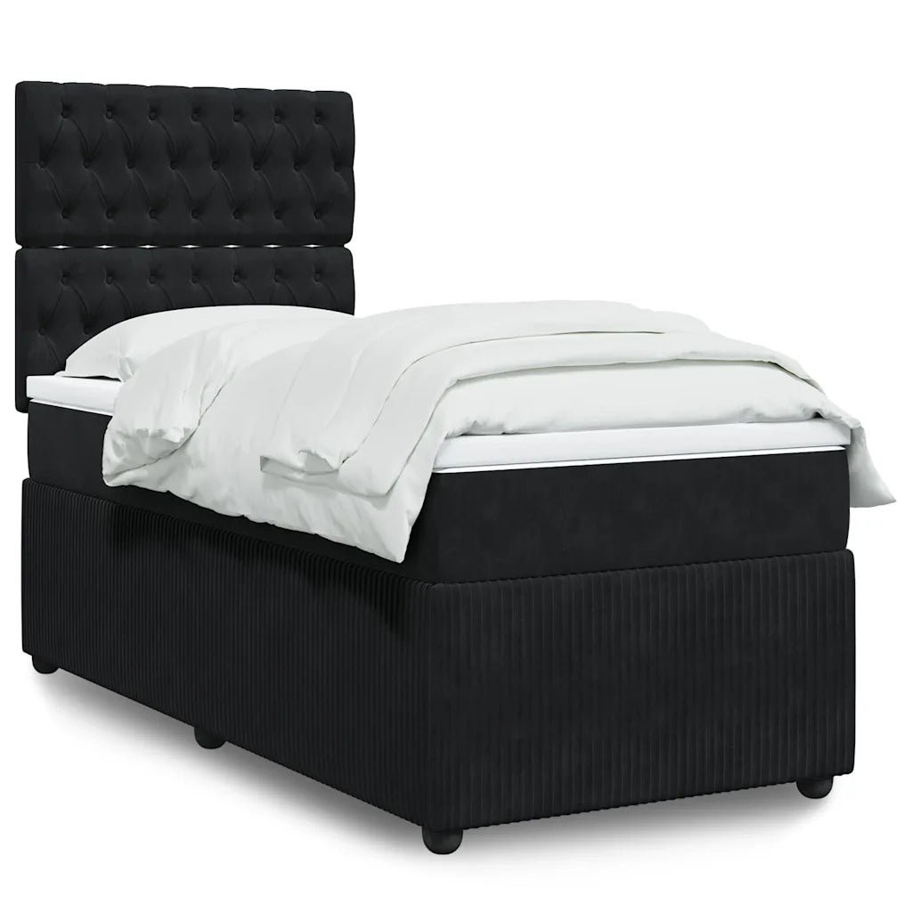 Giroletto a Molle con Materasso Nero 90x190 cm in Velluto