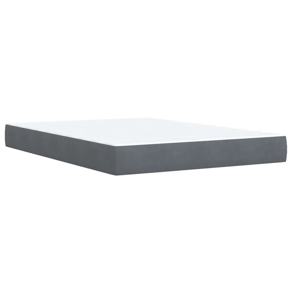 Giroletto a Molle con Materasso Grigio Scuro 140x190 cm Velluto