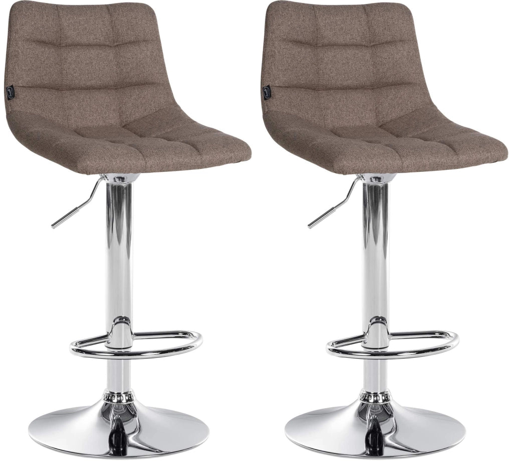 Set di 2 sgabelli da bar Jerry Fabric Tortora,cromo