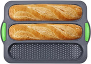Forma per pane in silicone - Alta qualità - Antiaderente - Forma per baguette - Reutilizzabile - 34 x 23 x 2,5 cm - Silicone sicuro per alimenti - Forma per pane