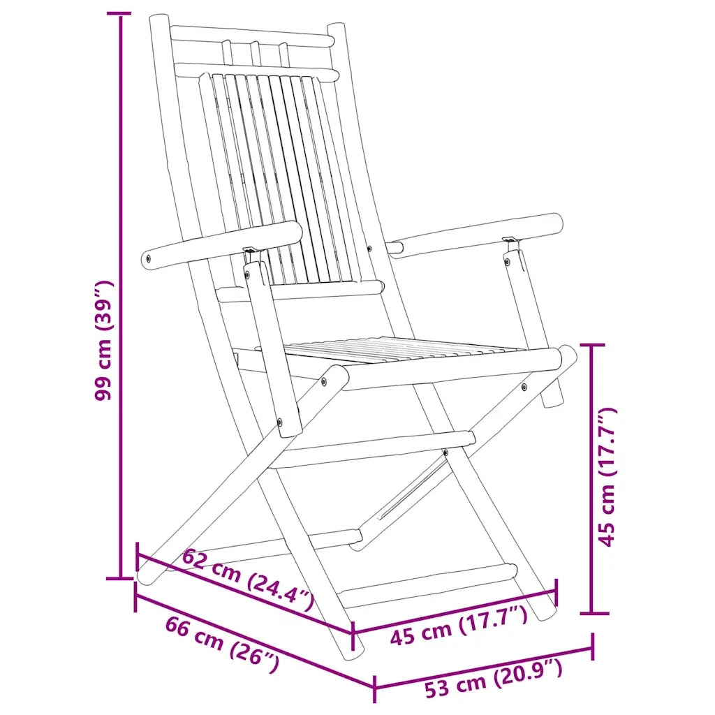 Sedie da Giardino Pieghevoli 4 pz 53x66x99 cm in Bambù 3278514