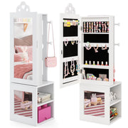 Mobiletto portagioie 3 in 1 con specchio a figura intera 34 x 30 x 117 cm design pratico atmosfera accogliente MDF bianco 20_0010314