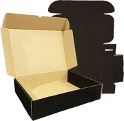 Scatola di spedizione con misure M, nero, 25 pezzi - da assemblare in casa - e-commerce - cartoline piccole - 25 x 18 x 8 cm