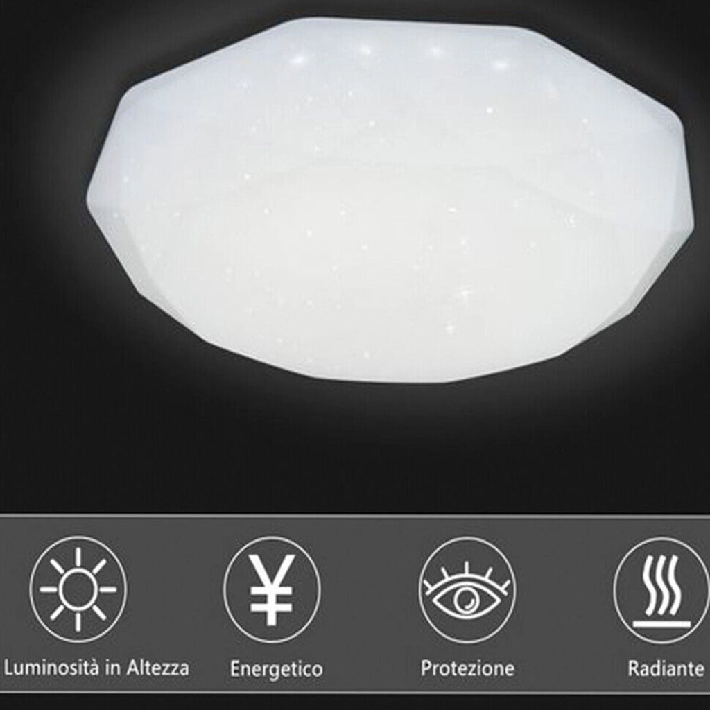 PLAFONIERA LED 36W 3000K-4000K-6500K LUCE REGOLABILE STILE DIAMANTE 31598