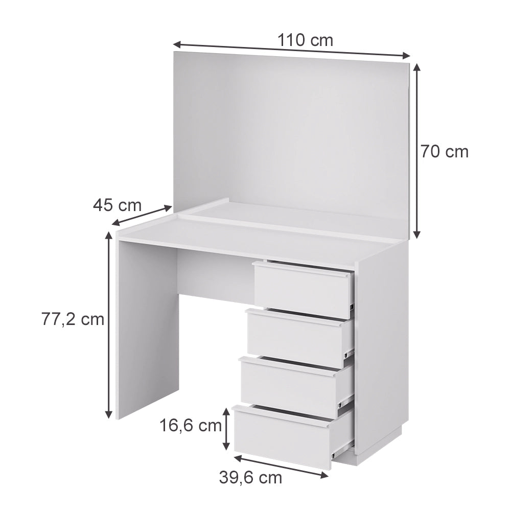 Vicco Tavolo da toeletta Bianco 110 cm con specchio