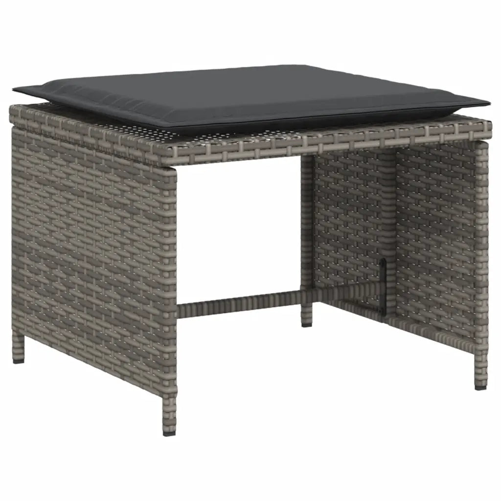 Poltrona da Giardino con Poggiapiedi Grigia in Polyrattan CFW2584096