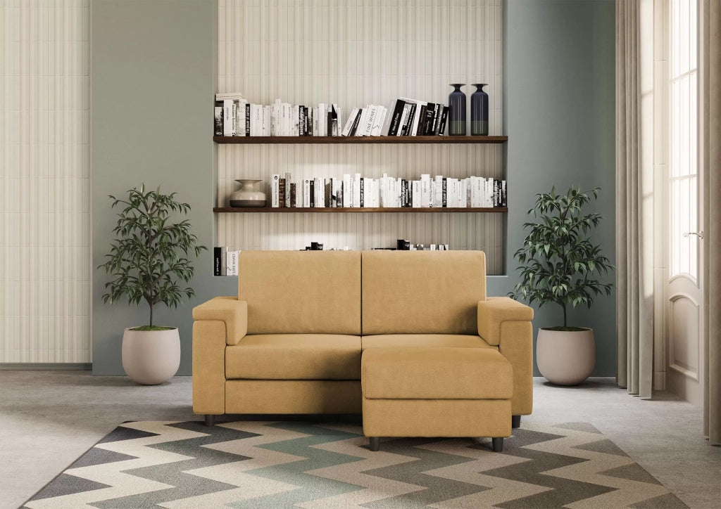 Divano marrak 2 posti (due sedute da 60cm) + pouf misure esterne l.148 p.155 | ocra - Mobili 2G