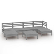 Set Salotto da Giardino 7 pz | Set di Mobili da Esterno in Legno Massello di Pino Grigio
