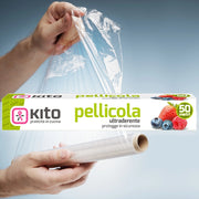 Trade Shop - Rotolo Bobina Pellicola Per Alimenti Trasparente In Pvc Da 50mt X 28cm Aderente -