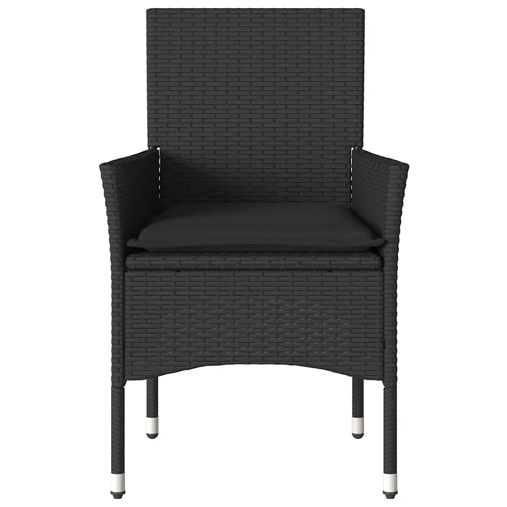Sedie da Giardino con Cuscini 2 pz | Sedie da Esterno Nere in Polyrattan