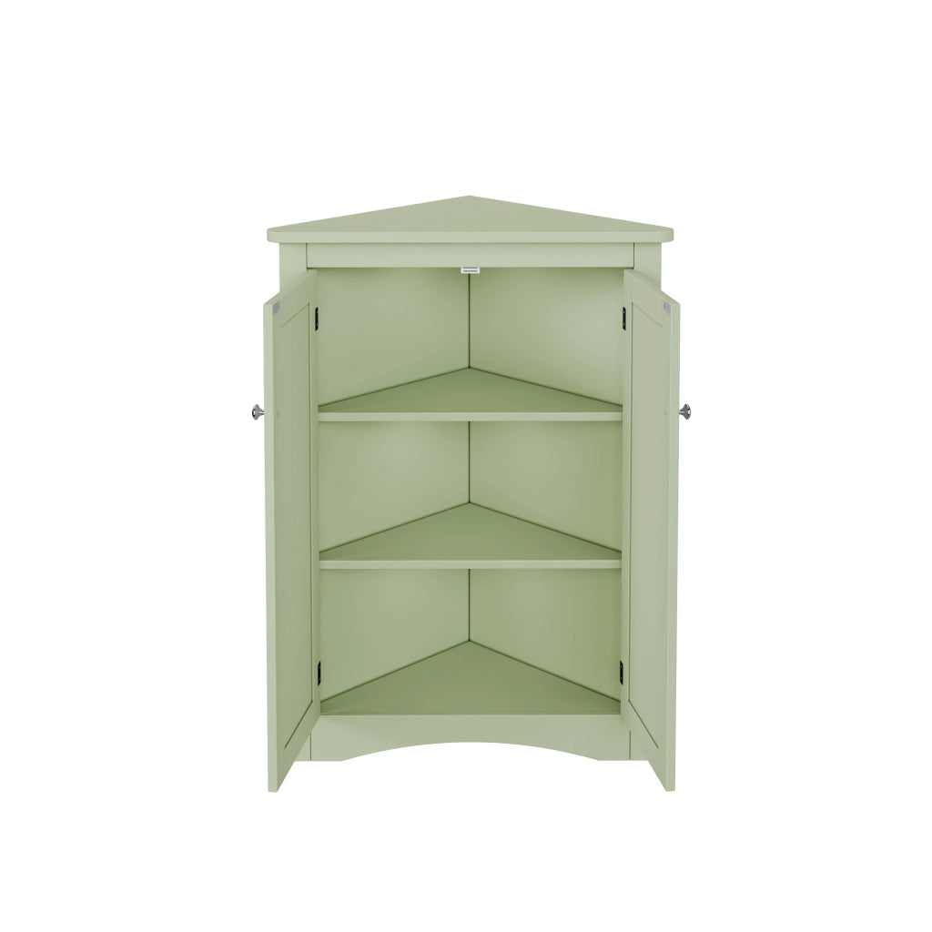 Mobile angolare, libreria a due ante, mobile da bagno, 3 ripiani, in MDF, 61.5 x 34.5 x 80 cm, verde