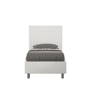 BS COM Letto singolo senza rete imbottito 90x210 similpelle bianco