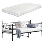Divano Kerava in Acciaio Letto Singolo con Materasso a Schiuma Fredda 90 x 200 cm - Nero [en.casa]