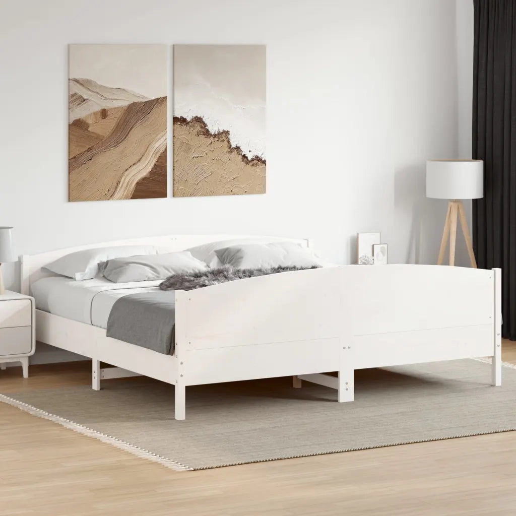 Letto matrimoniale | Letto per adulti | Giroletto senza Materasso Bianco 200x200 cm Legno Massello Pino