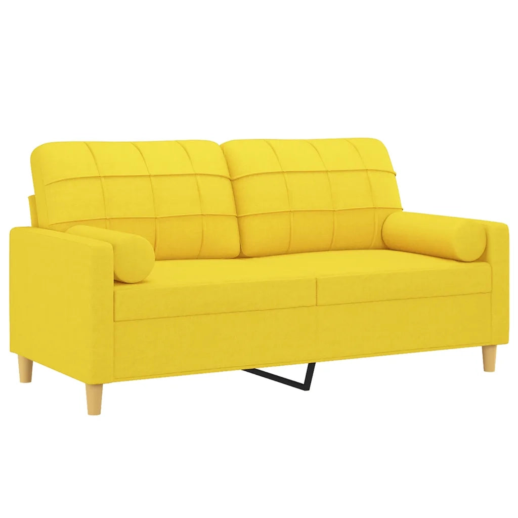 Divano a 2 Posti con Cuscini-Sofa 2 Posti con Cuscini Giallo Chiaro 140 cm in Tessuto 875472