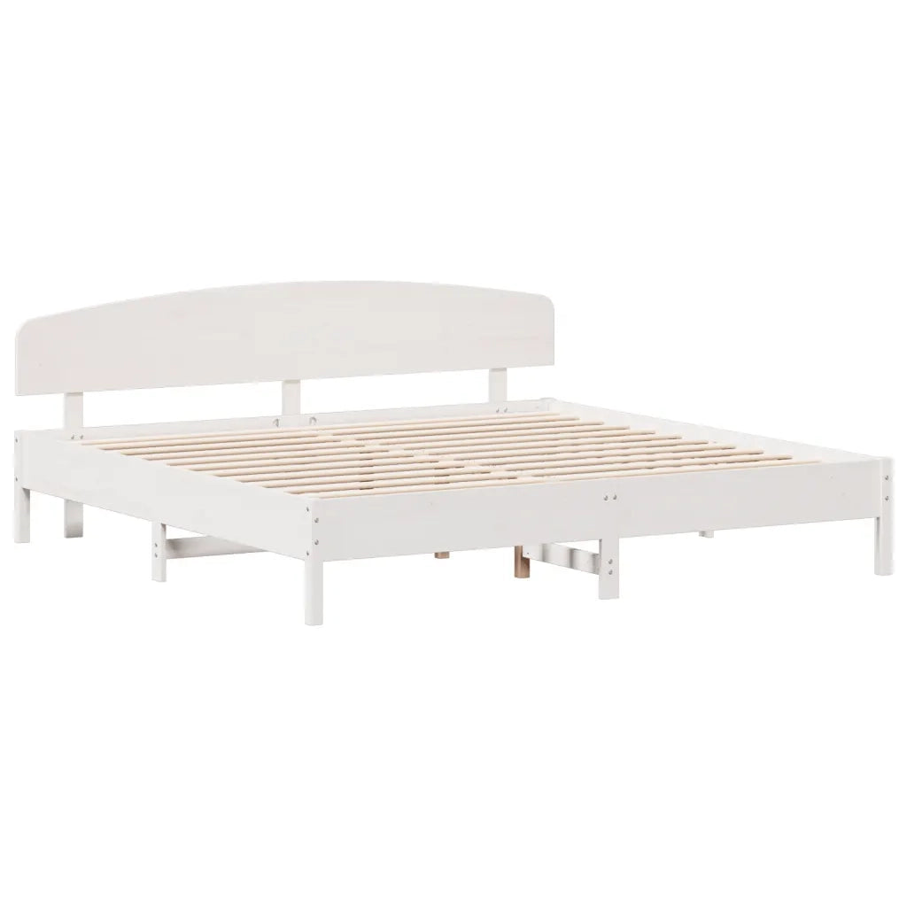 Letto matrimoniale | Letto per adulti | Giroletto senza Materasso Bianco 200x200 cm Legno Massello Pino