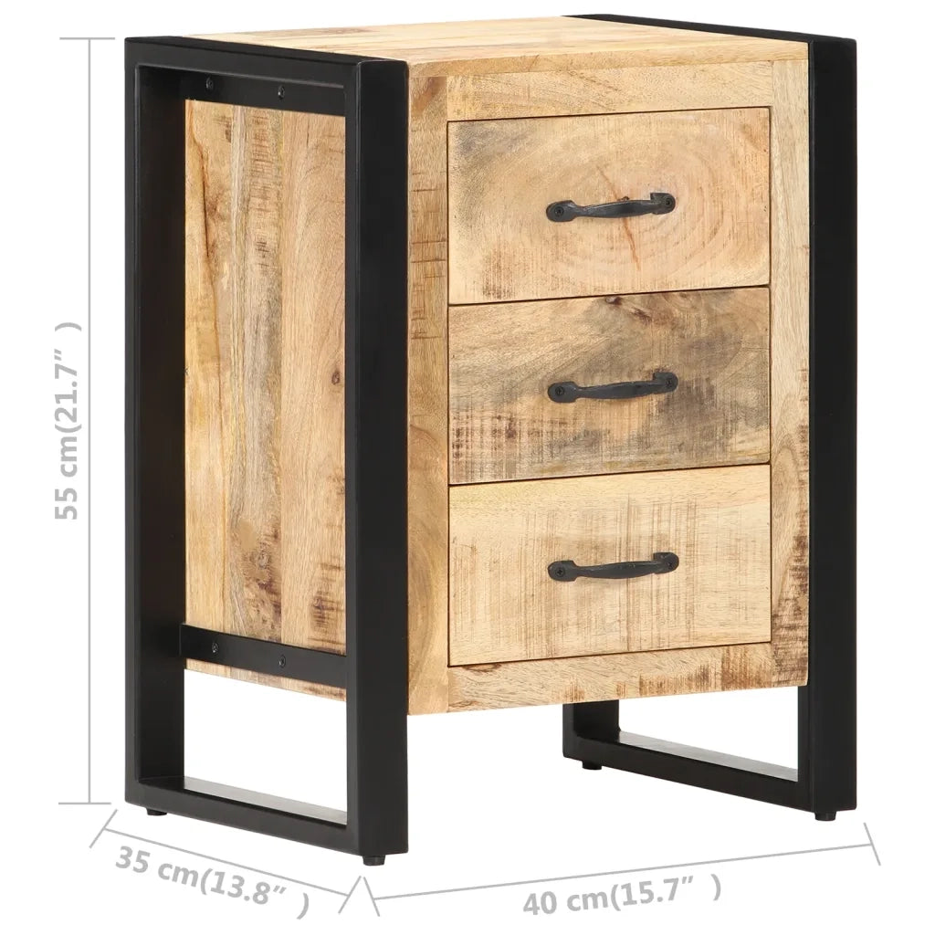 Comodino 40x35x55 cm in Legno Massello di Mango 320229