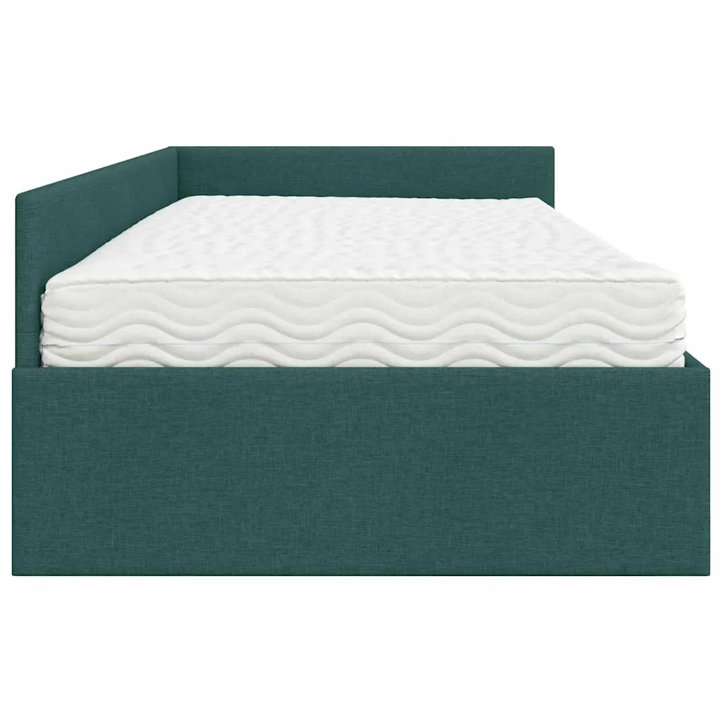 Struttura Letto Angolare con Materasso 2 pz-Giroletto con materasso Verde Tessuto 899710