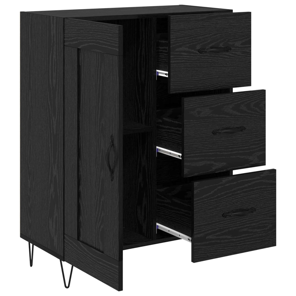 Credenza Rovere Nero 69,5 x 34 x 90 cm Legno ingegnerizzato