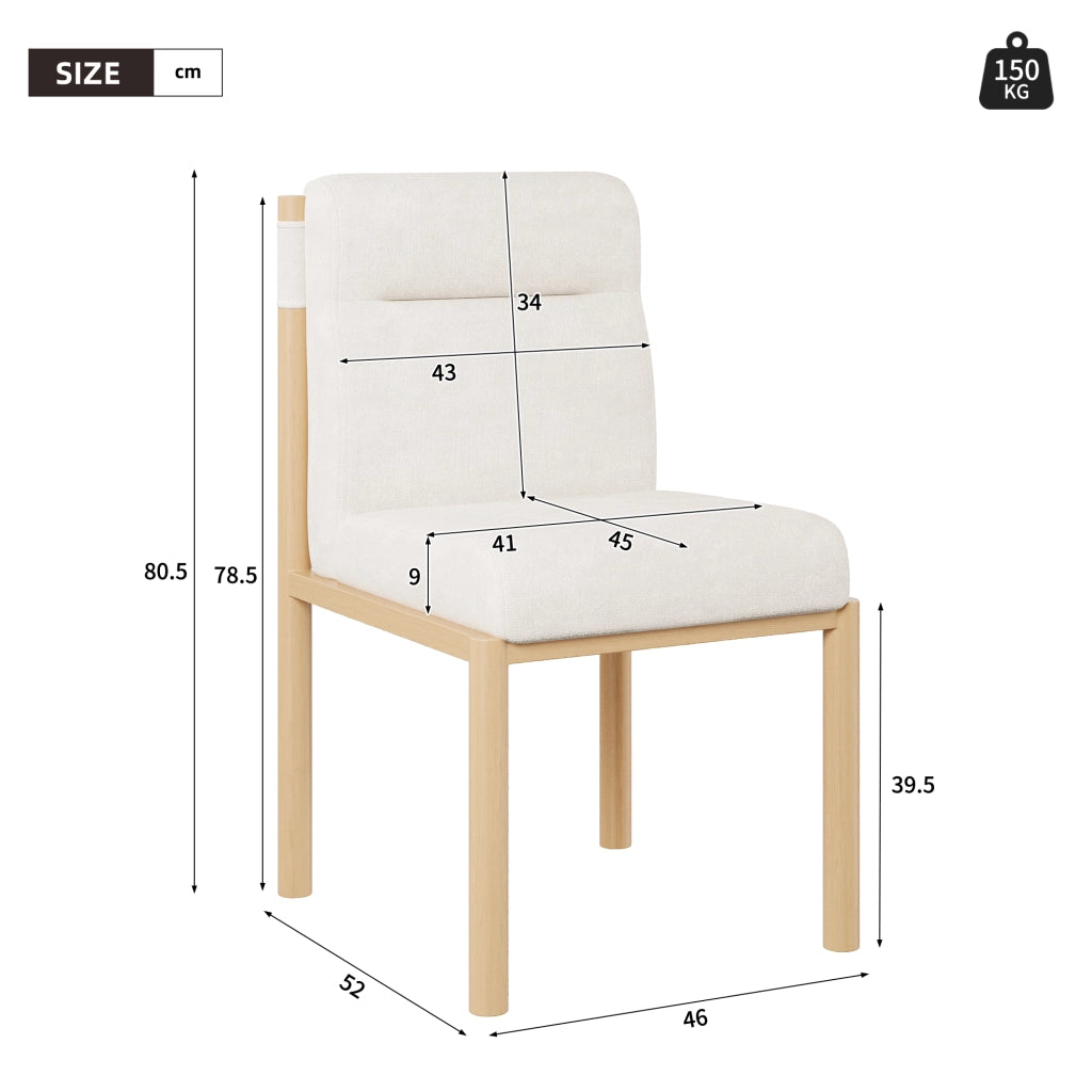 Sedie da pranzo set 4 pezzi con seduta imbottita e schienale in sherpa, metallo beige, design minimalista scandinavo