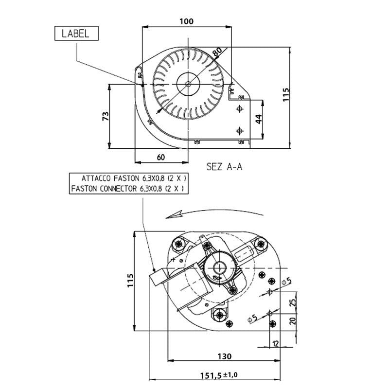 Ventilatore tangenziale  per stufa a pellet TGO 80/1-300/35 EMMEVI - FERGAS 149502