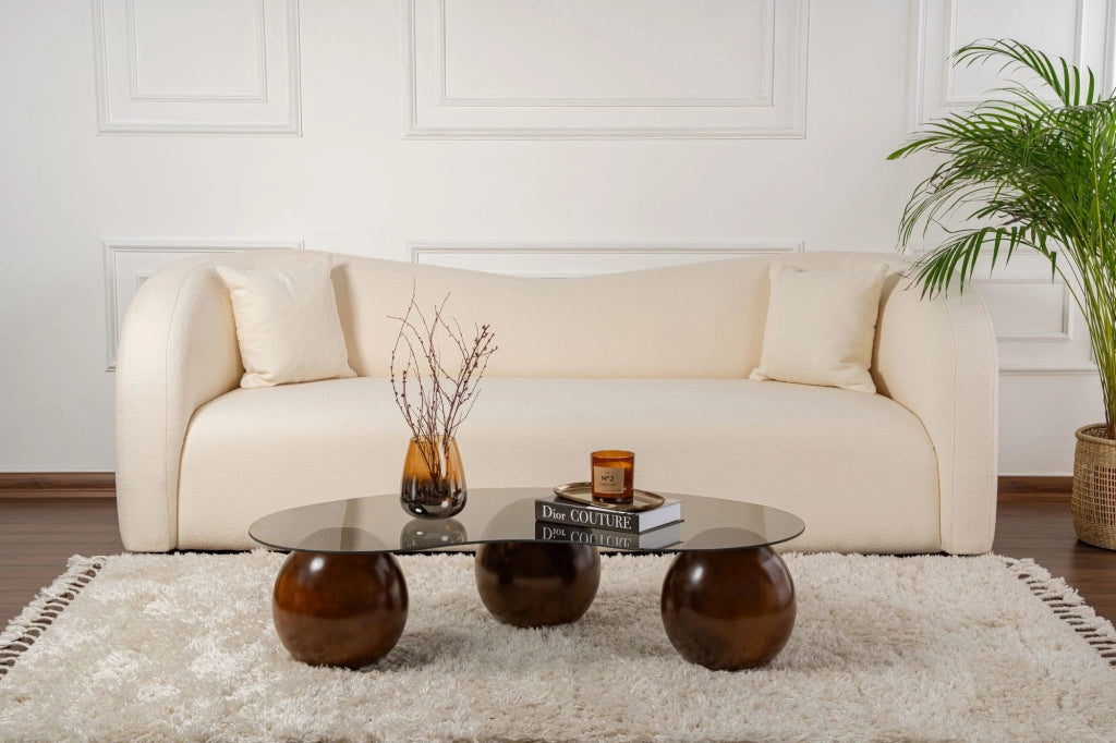Tavolino in vetro "Sphere" - 120 x 70 x 30 cm - Marrone