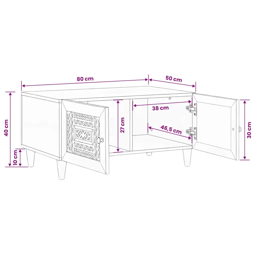 vidaXL Tavolino da salotto con porta Marrone chiaro 80 x 50 x 40 cm
