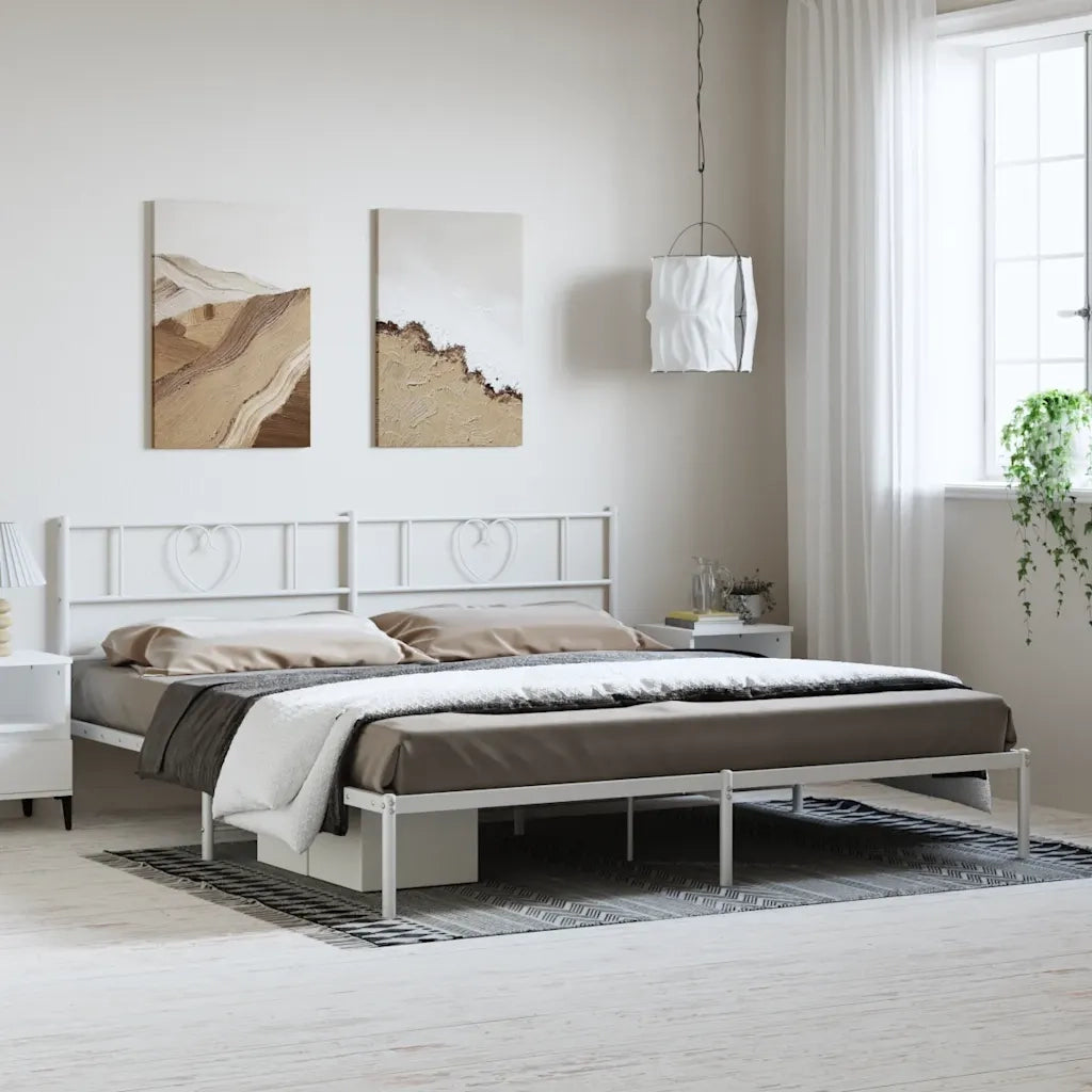 Giroletto con Testiera-Struttura Letto con testiera Metallo Bianco 183x213 cm 933952