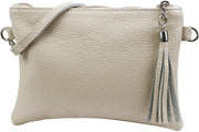 Borsa a Spalla in Pelle Reale Clutch Piccola Borsa da Sera 22x15cm G248 (Beige)
