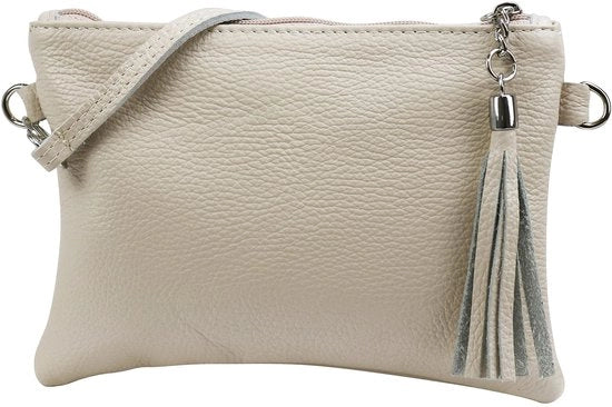 Borsa a Spalla in Pelle Reale Clutch Piccola Borsa da Sera 22x15cm G248 (Beige)