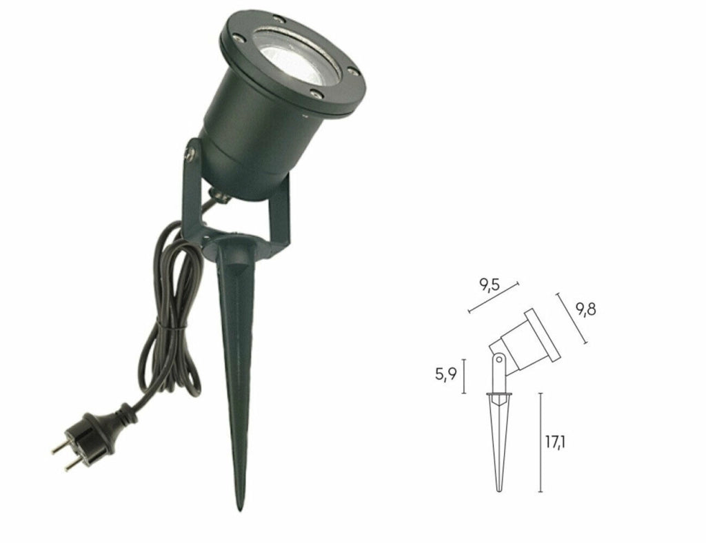 Faretto con Picchetto Orientabile Esterno Giardino Gu10 Alluminio Nero 50W Sovil