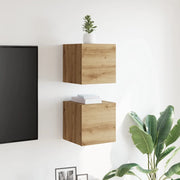 Armadietti TV Montati a Parete 2pz Artigianale 30,5x30x30 cm 856415