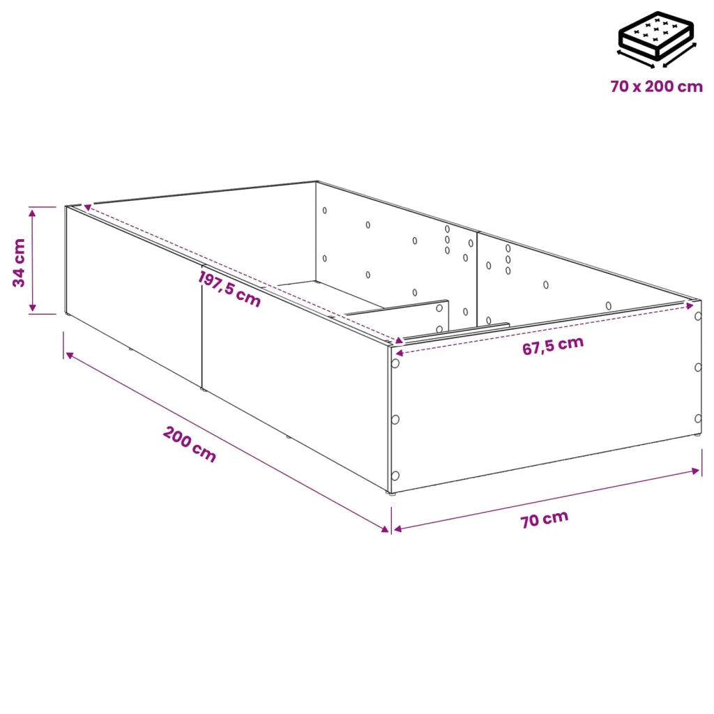 Giroletto per rete letto regolabile Rovere Fumo 70 x 200 cm 8021811