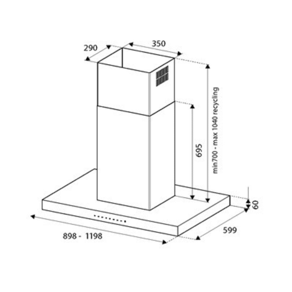 Cappa isola Bertazzoni KTI90PRO1XA 90 cm. 1 motore a 3 velocità acciaio inox classe A