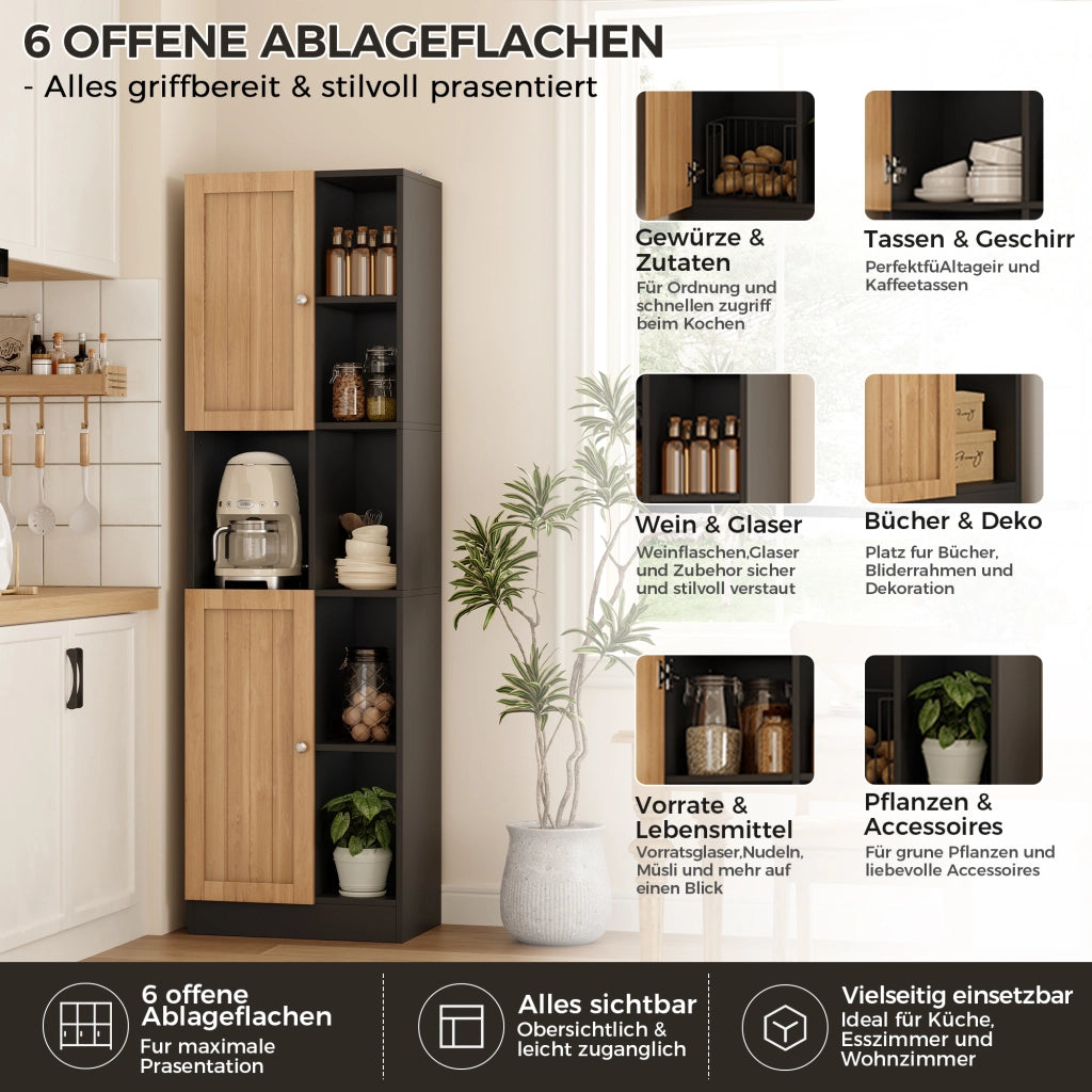ARMADIO ANGOLARE Alto 50 x 35,5 x 170 cm MDF Nero/Legno Naturale