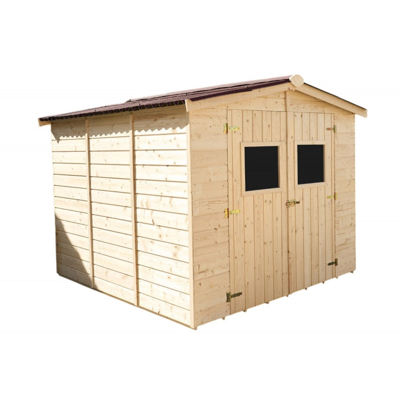 Casetta in legno da giardino con doppia porta – 240x240 cm – pannelli 16 mm, tetto bitumato e pavimento – ED2424.01 Foresta