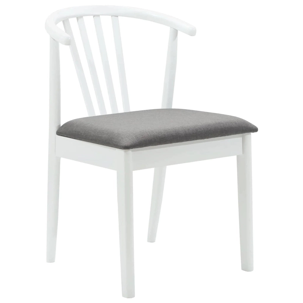 Sedia da pranzo 2 pcs Bianco e Grigio Legno di gomma massiccio