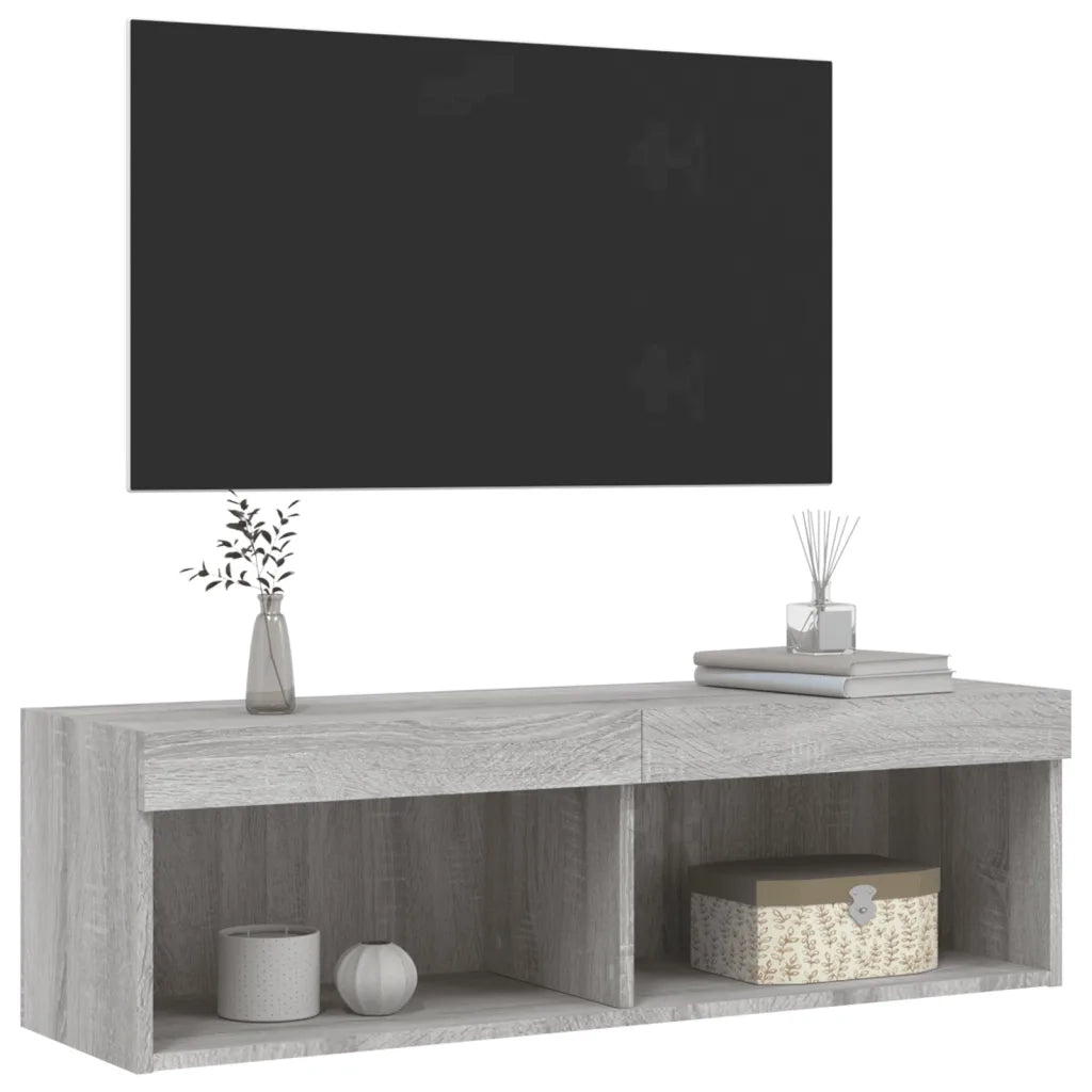 vidaXL Mobile Porta TV con Luci LED Grigio Sonoma 100x30x30 cm