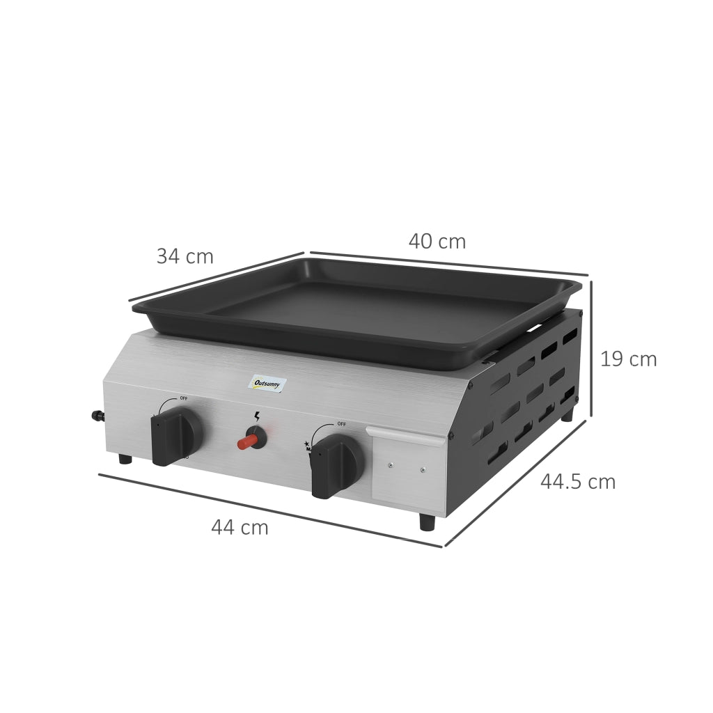 Piastra Barbecue a Gas ¨C zephmum ¨C 2 Bruciatori 4.8kw Argento