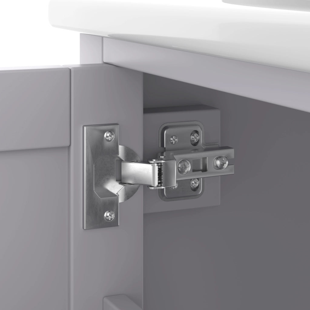 Mobile bagno freestanding con lavabo in ceramica integrato, 76x46x83,5 cm, grigio