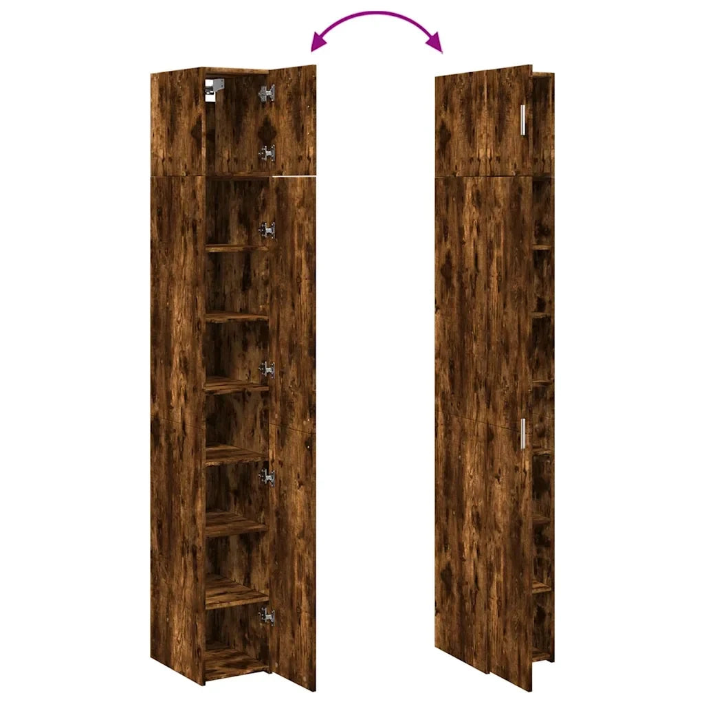 Mobile contenitore sottile e compatto 30 x 42,5 x 225 cm spazio ottimizzato stile contemporaneo legno composito finitura rovere affumicato 02_0055550