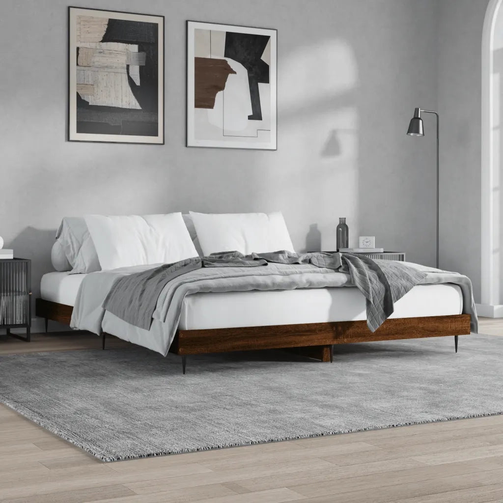 Giroletto senza Materasso Rovere Marrone 200x200 cm Truciolato 832220