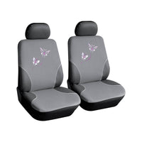 Coppia di Coprisedili Anteriori Universali in Poliestere e Spugna Butterfly Grigi