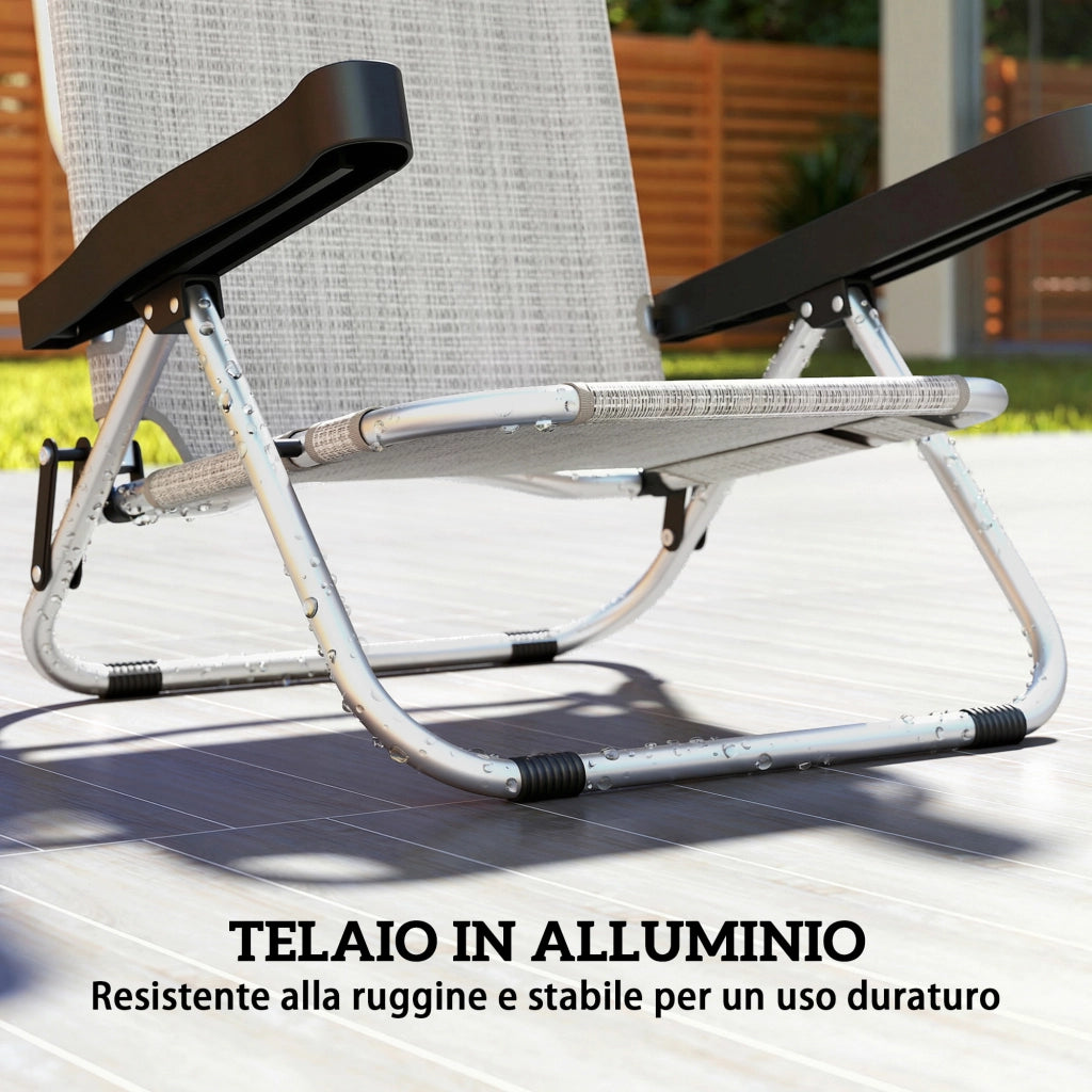 Sedia a Sdraio Pieghevole e Reclinabile ¨C zephmum ¨C Alluminio Grigio 62x61x80 cm