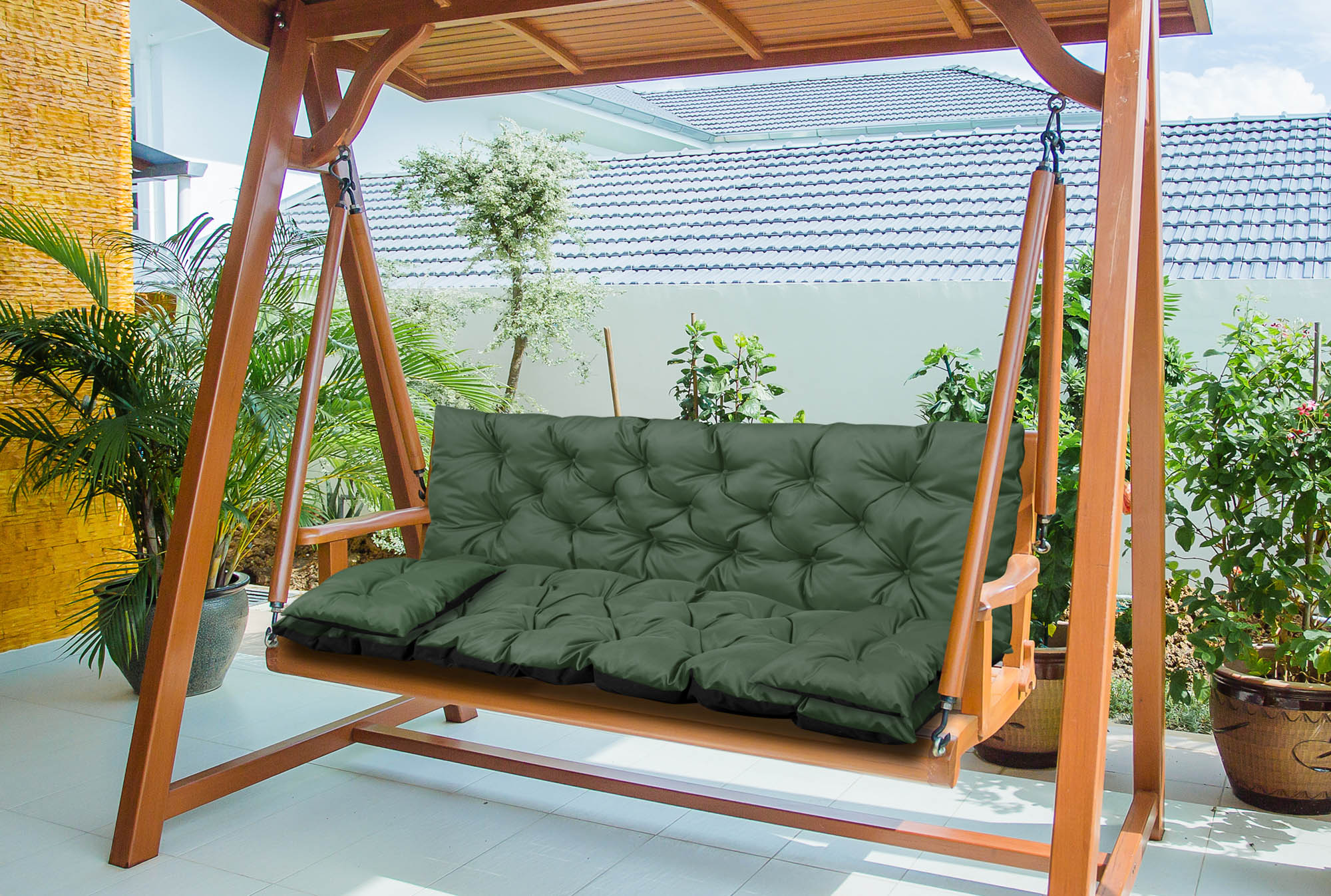 AIO FACTORY Set di cuscini da giardino 120x60x50 cm impermeabile verde