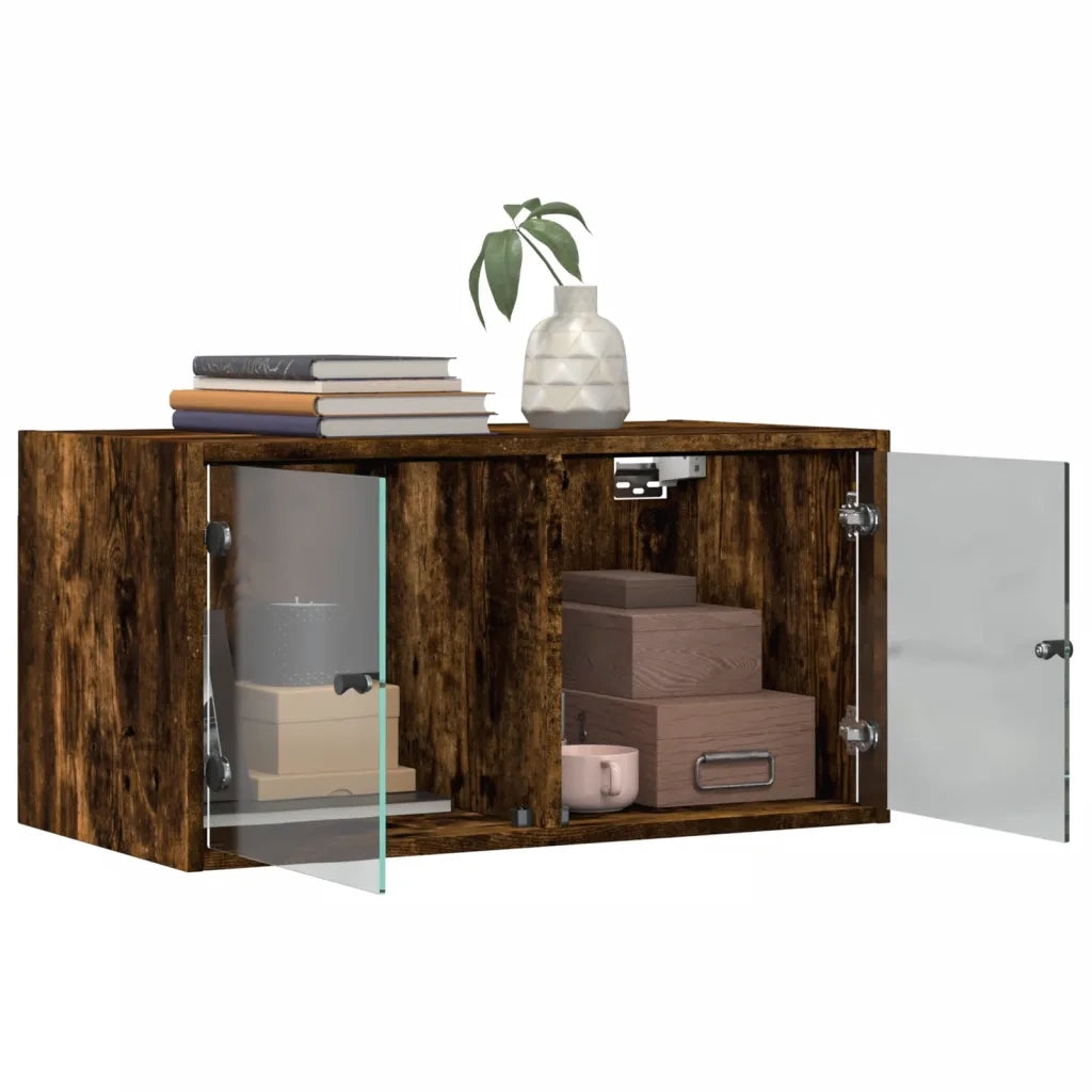 vidaXL Mobile a Muro con Ante in Vetro Rovere Fumo 68,5x37x35 cm