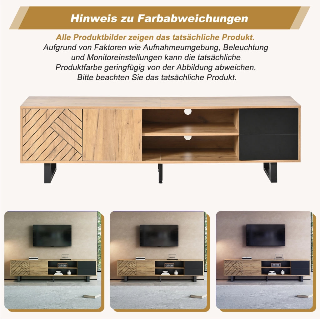 TV-Schrank Black+Natural 180 cm in Spanplatte