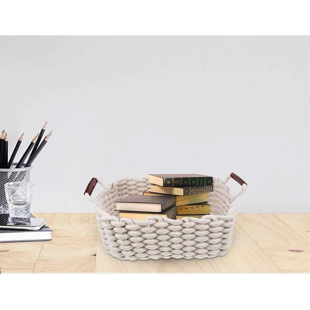 Trade Shop - Set 3 Cestini Intrecciati In Corda Cesto Portaoggetti Organizza Decora Casa 10634 -