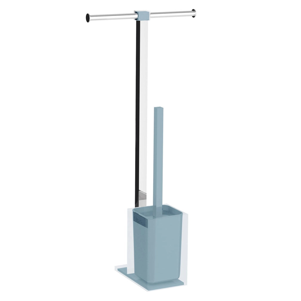 Colonnina portarotolo e scopino WC acciaio inox e resine termoplastiche serie Rainbow Gedy RA32 Celeste